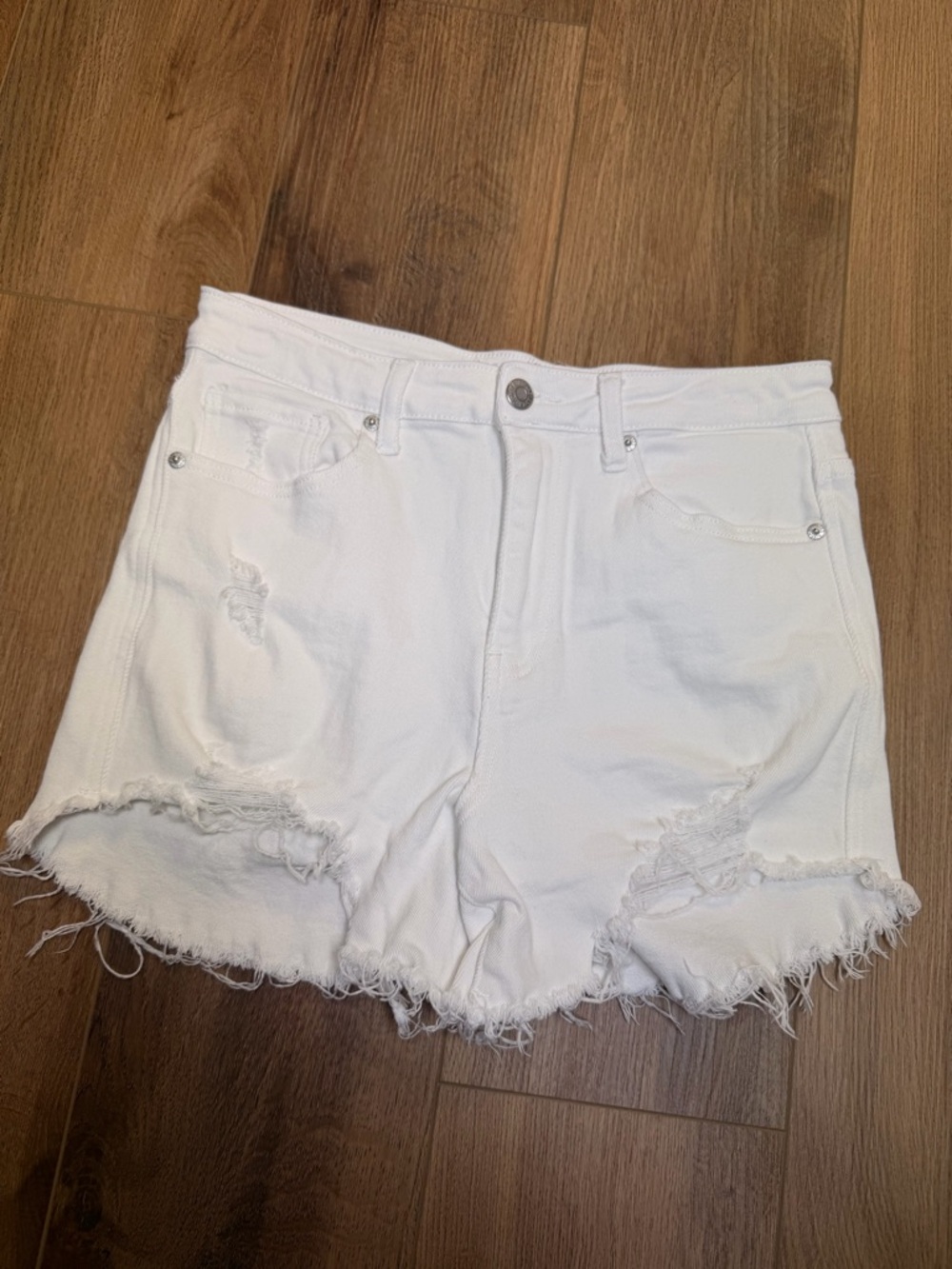 White Distressed Women’s Jean Shorts - Picture 4 of 12
